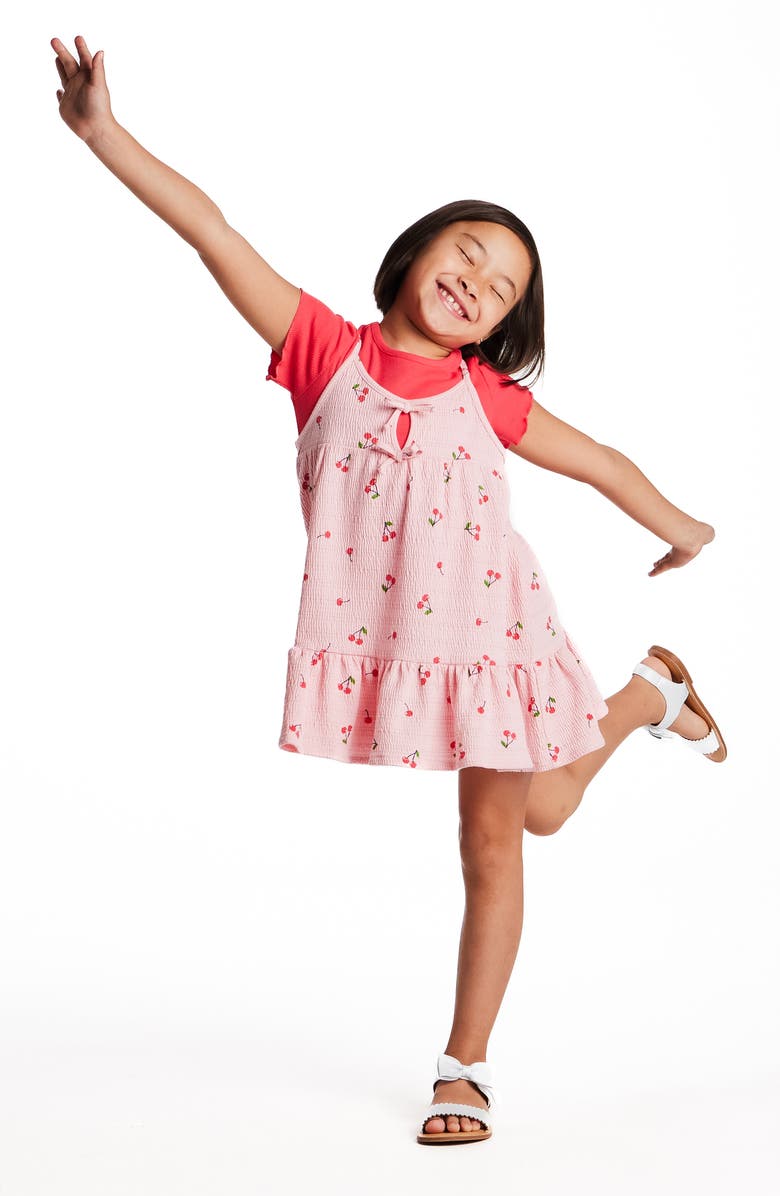 Andy & Evan Kids' Cherry Print Tank T-Shirt Dress, Alternate, color, Pink Cherry