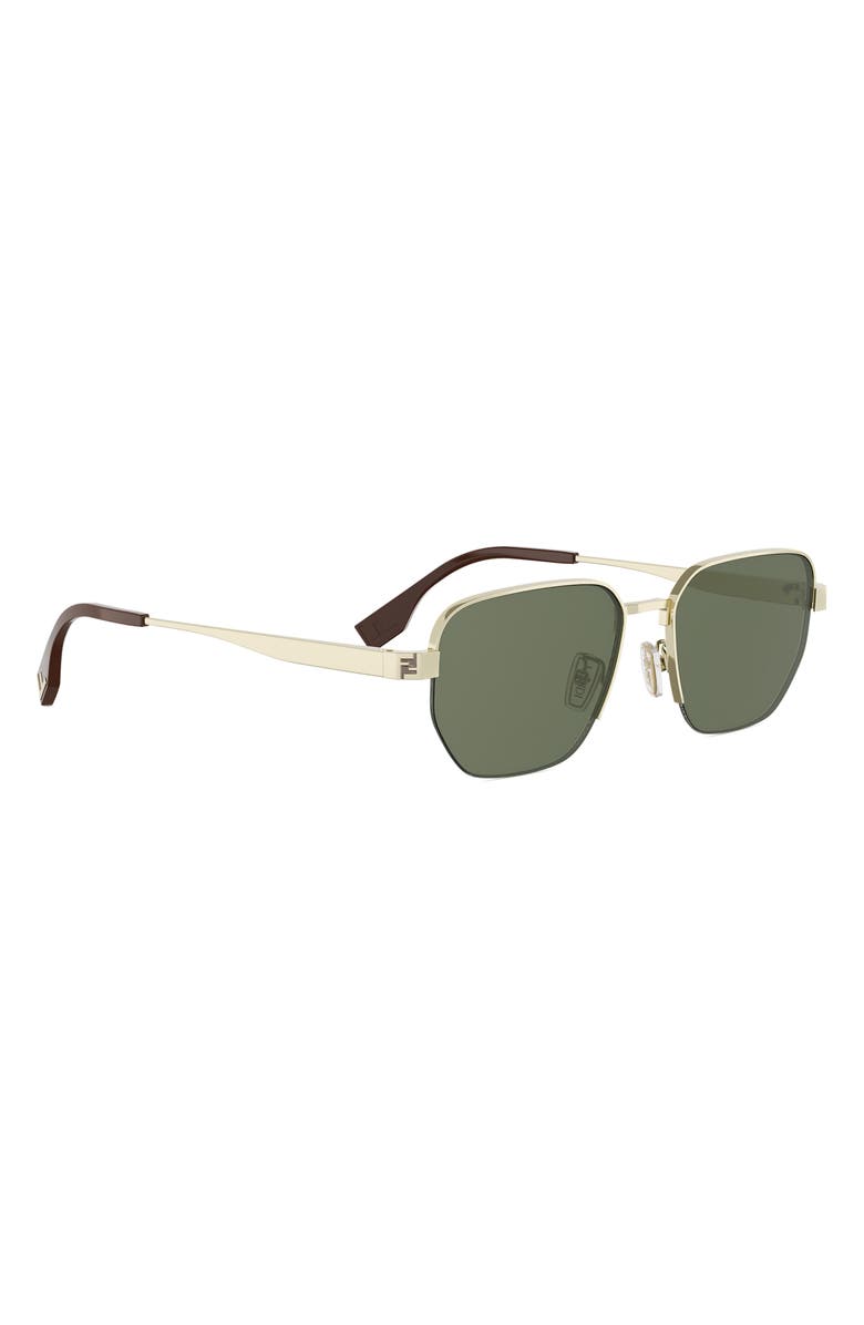 Fendi Sky 55mm Rectangular Sunglasses, Alternate, color, Gold / Green