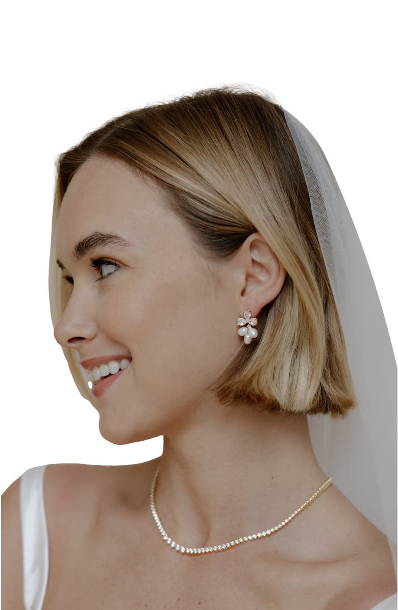 Untamed Petals Windsor Pearl Drop Earrings, Alternate, color, Gold