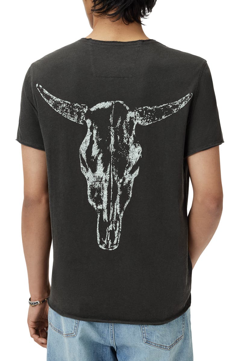 John Varvatos Badland Motel Raw Edge Organic Cotton Graphic T-Shirt, Alternate, color, Charcoal