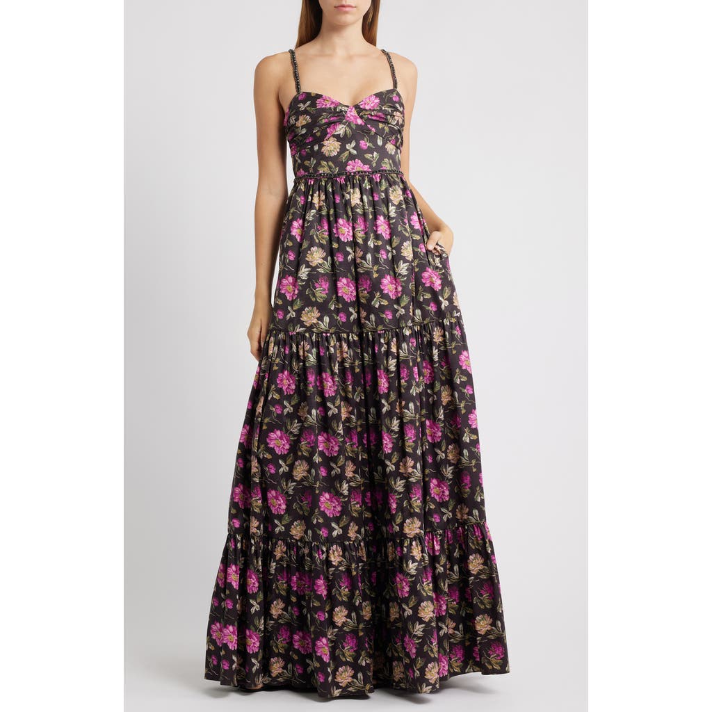 LIKELY Tessa Floral Evening Gown in Black Multi at Nordstrom, Size 4