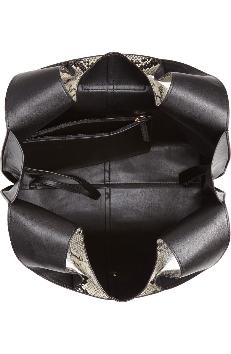 Topshop Haya Faux Snakeskin Hobo Bag, Alternate, color,