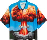 Brain Dead Explosion Graphic Button-Up Shirt