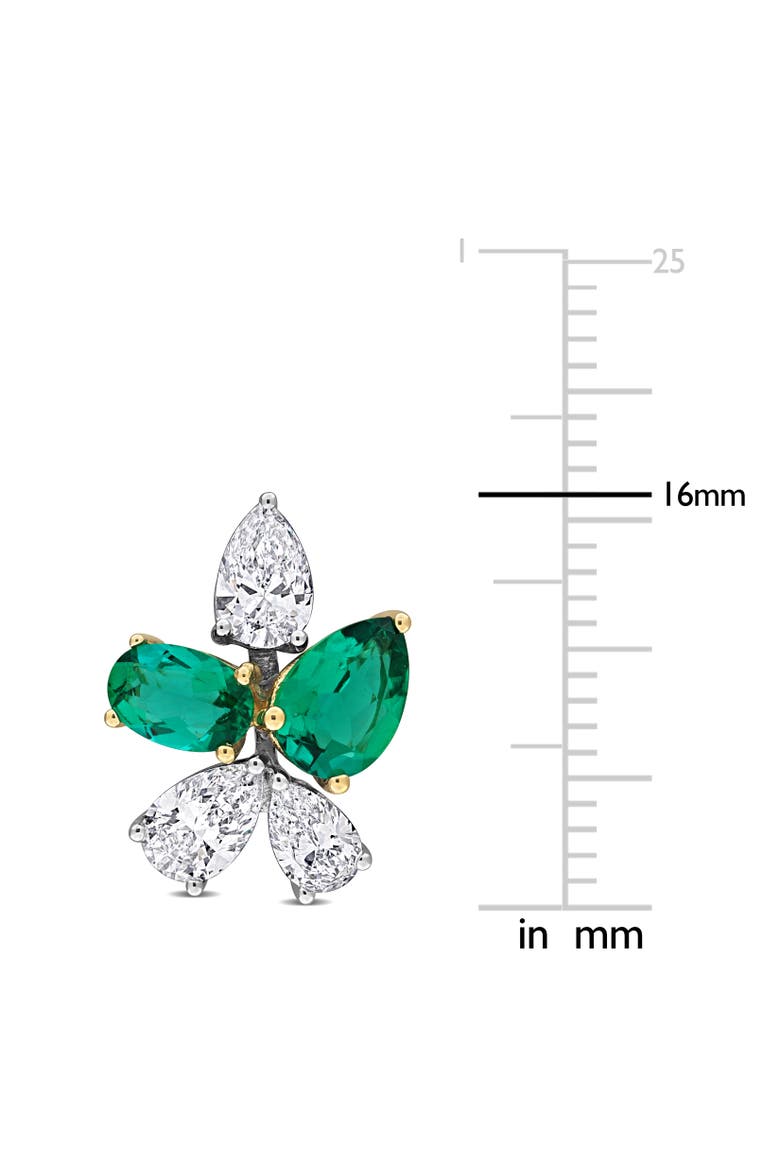 Created Emerald & Diamond Earrings 18k, Alternate, color, Emerald