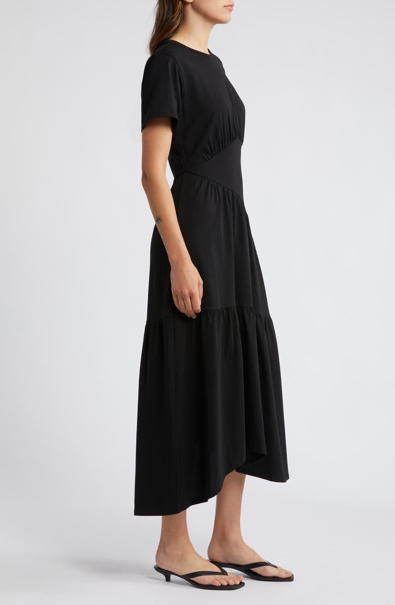 FRAME Asymmetric Tiered Ruffle Knit Dress, Alternate, color, Black