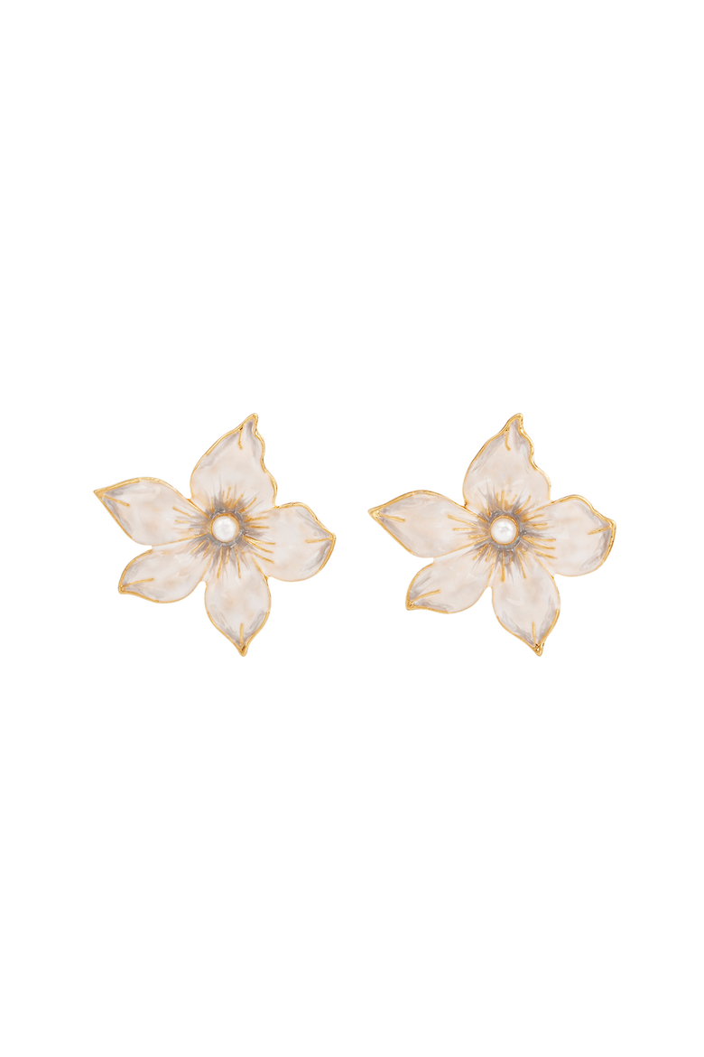 Jasmine & Pearl Oversized Stud Earrings, Main, color, Gold