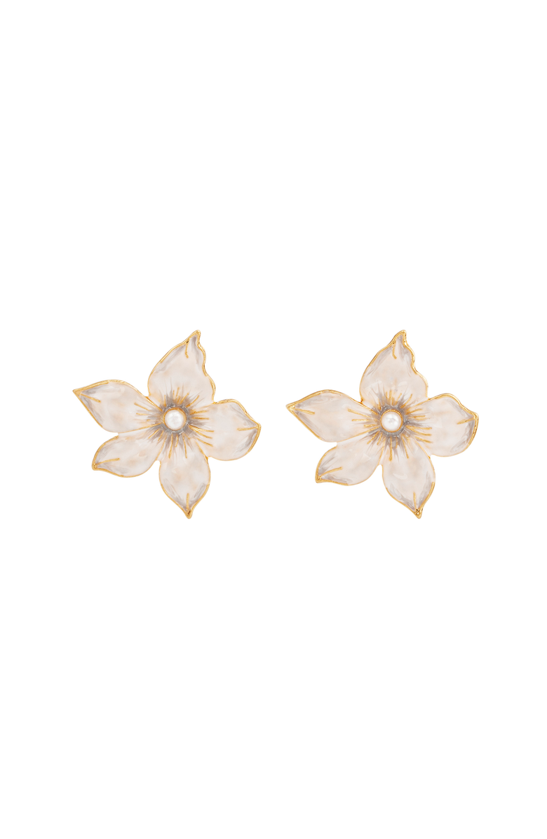 Fable England Jasmine & Pearl Oversized Stud Earrings, Main, color, Gold