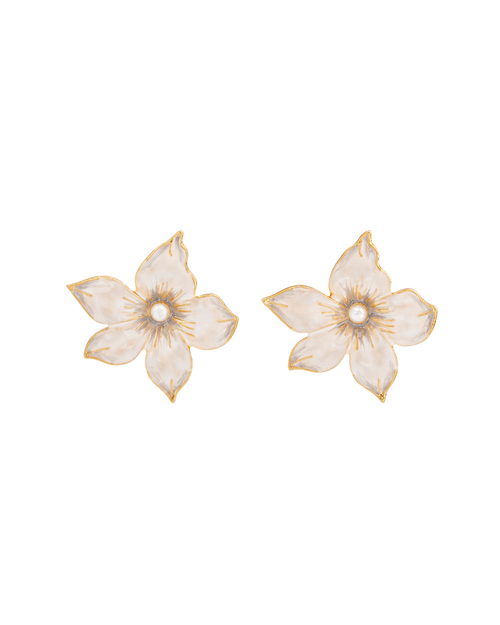 Fable England Jasmine & Pearl Oversized Stud Earrings In Gold