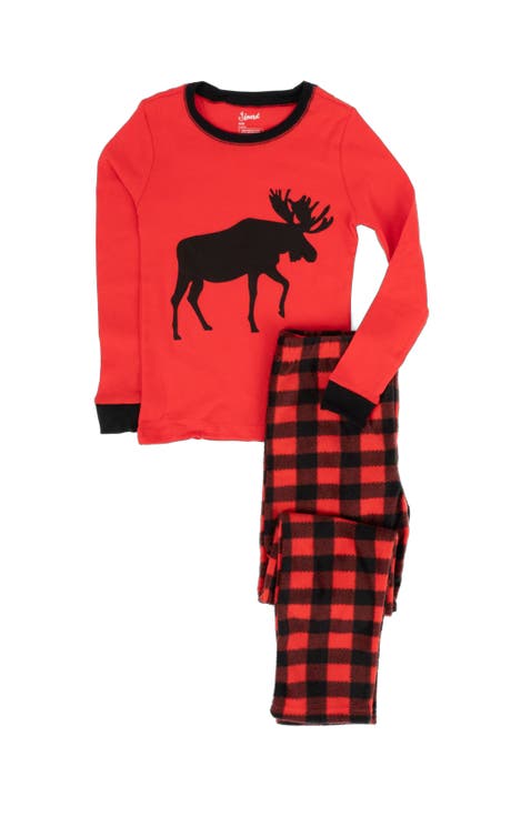 Kids Cotton Top & Fleece Pants Printed Matching Family Holiday Pajamas (Toddler, Little Kid & Big Kid)