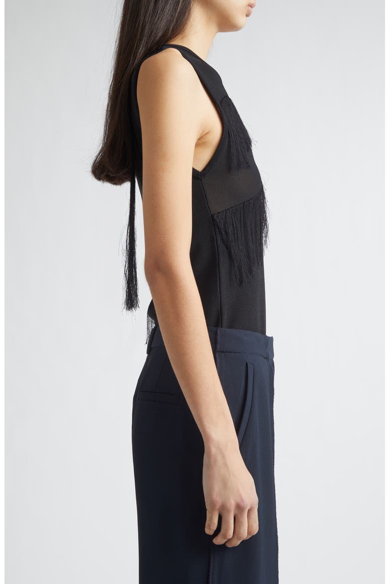 Sleeveless Fringe Top, Alternate, color, BLACK