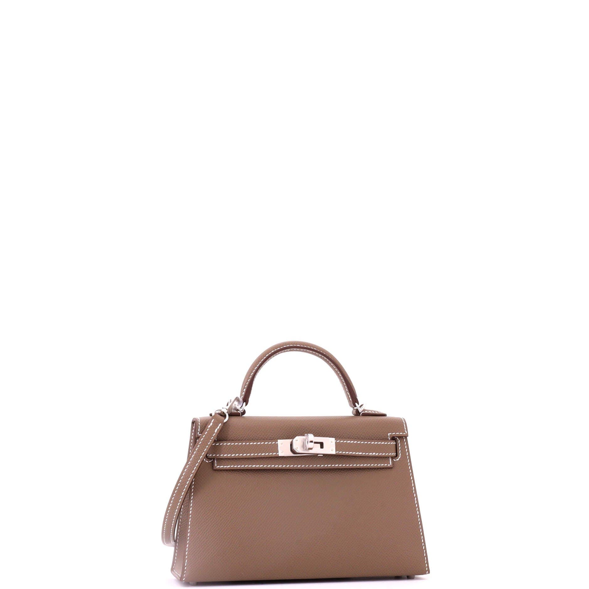 Pre-Owned Hermes Kelly Mini II Bag Grey Epsom with Palladium Hardware 20, Alternate, color, Etoupe