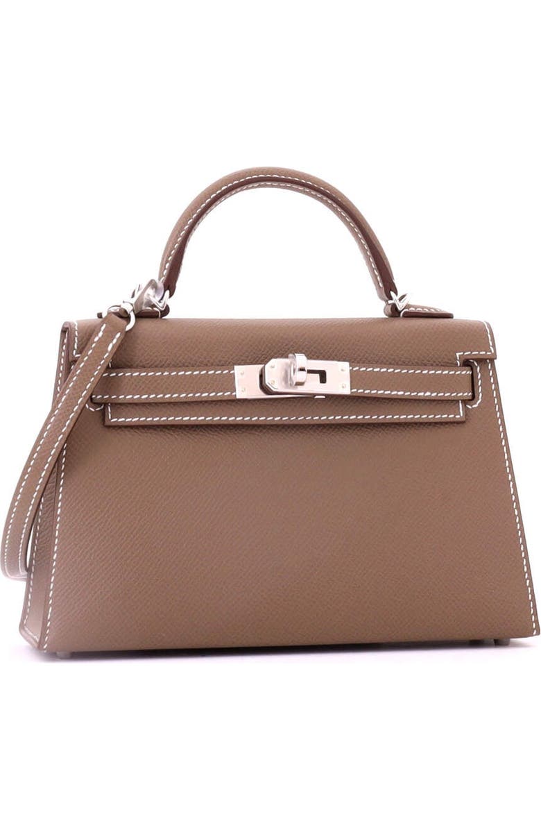 Pre-Owned Hermes Kelly Mini II Bag Grey Epsom with Palladium Hardware 20, Alternate, color, Etoupe