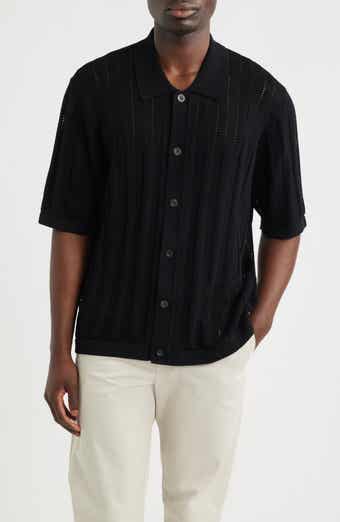 Pointelle Stripe Short Sleeve Organic Cotton Sweater