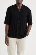 Corridor Pointelle Stripe Short Sleeve Organic Cotton Sweater