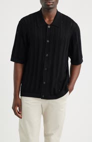 Corridor Pointelle Stripe Short Sleeve Organic Cotton Sweater