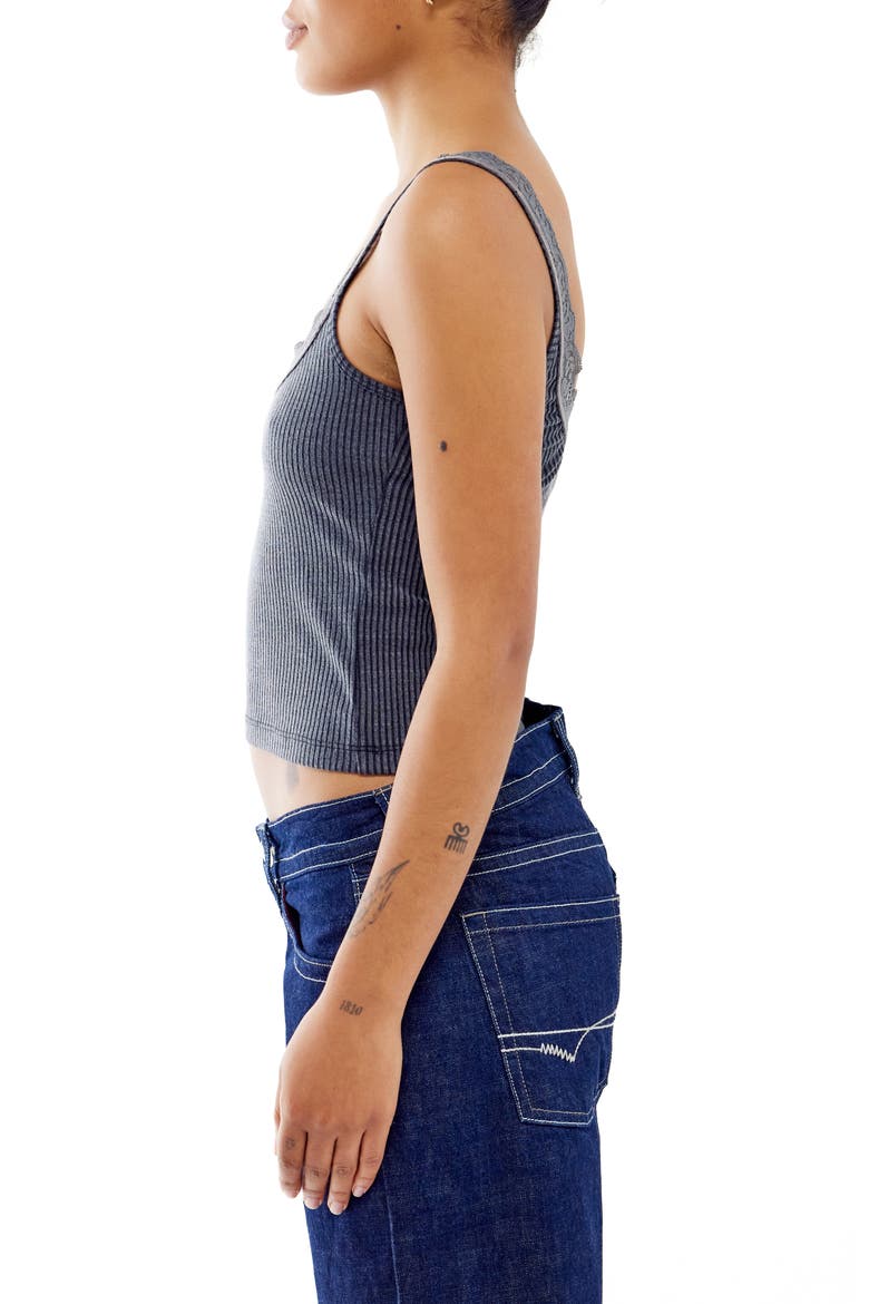 Lace Trim Rib Tank, Alternate, color, BLACK