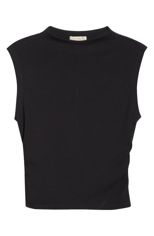 Marine Layer Lexi Rib Mock Neck Top In Black