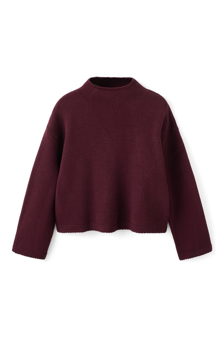 Mock Neck Sweater, Main, color, WINE