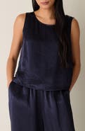 Eileen Fisher Crinkle Satin Shell Top
