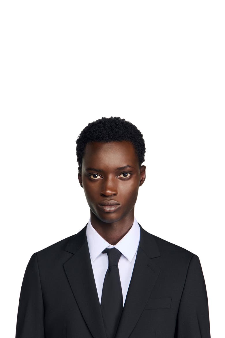Virgin wool suit jacket, Alternate, color, Black
