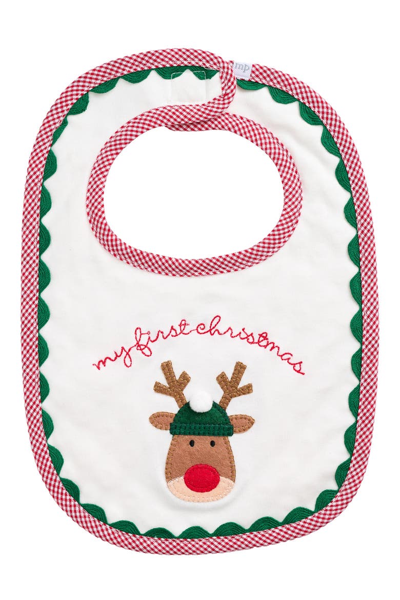 My First Christmas Bib, Main, color, RED