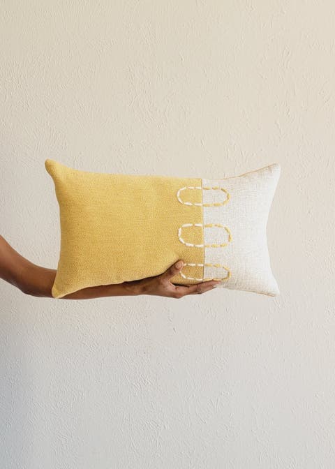 Landscapes Block Throw Pillow - Mustard - Cover Only