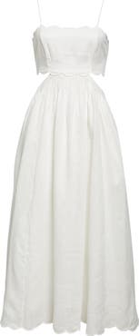 Zimmermann Rhiannon Corset Bodice Scallop Linen Midi