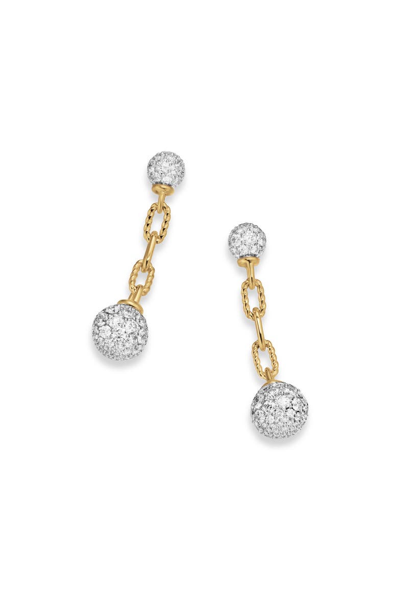 DY Madison Pavé Bead Drop Earrings in 18K Yellow Gold with Diamonds, Alternate, color, DIAMOND