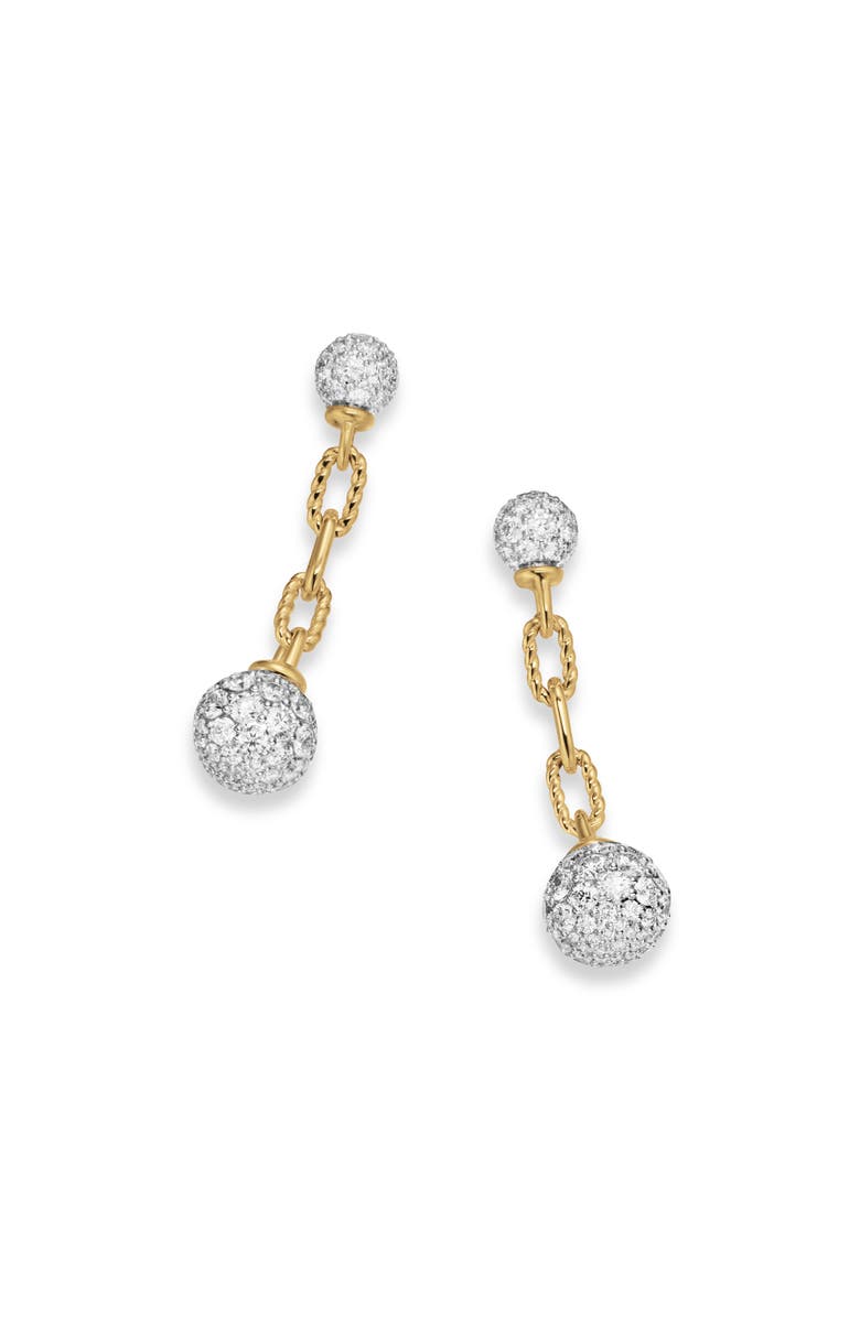 David Yurman DY Madison Pavé Bead Drop Earrings in 18K Yellow Gold with Diamonds, Alternate, color, Diamond