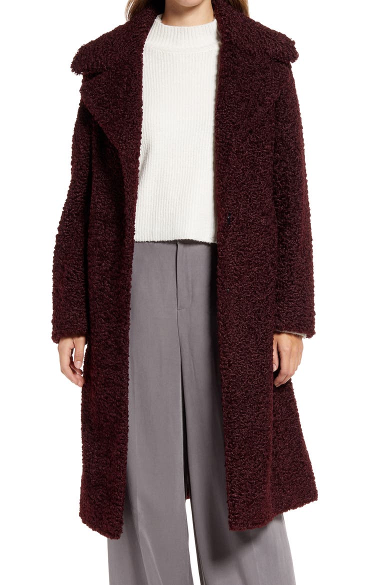 Teddy Bear Long Coat, Main, color, WINE