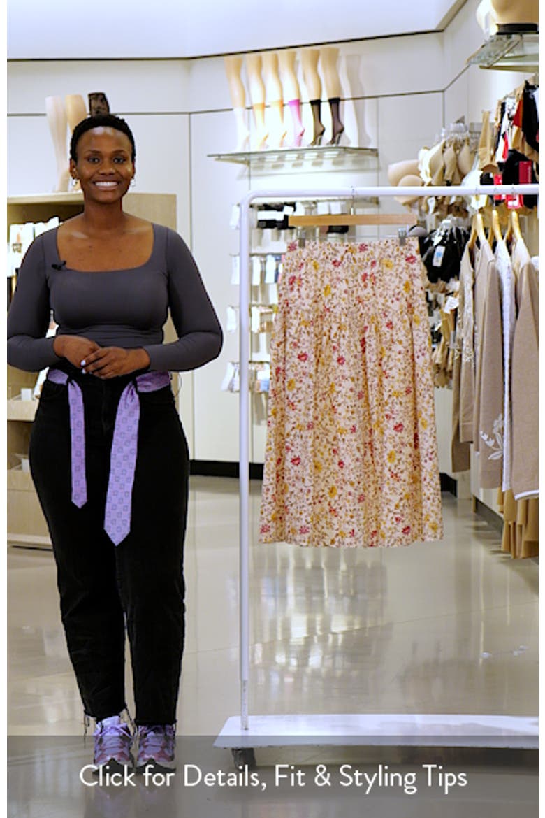 Print Pull-On Tiered Midi Skirt video