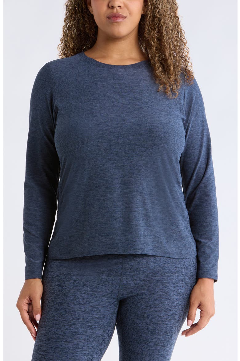 Restore Soft Ruched Long Sleeve T-Shirt, Main, color, NAVY ARMADA MELANGE