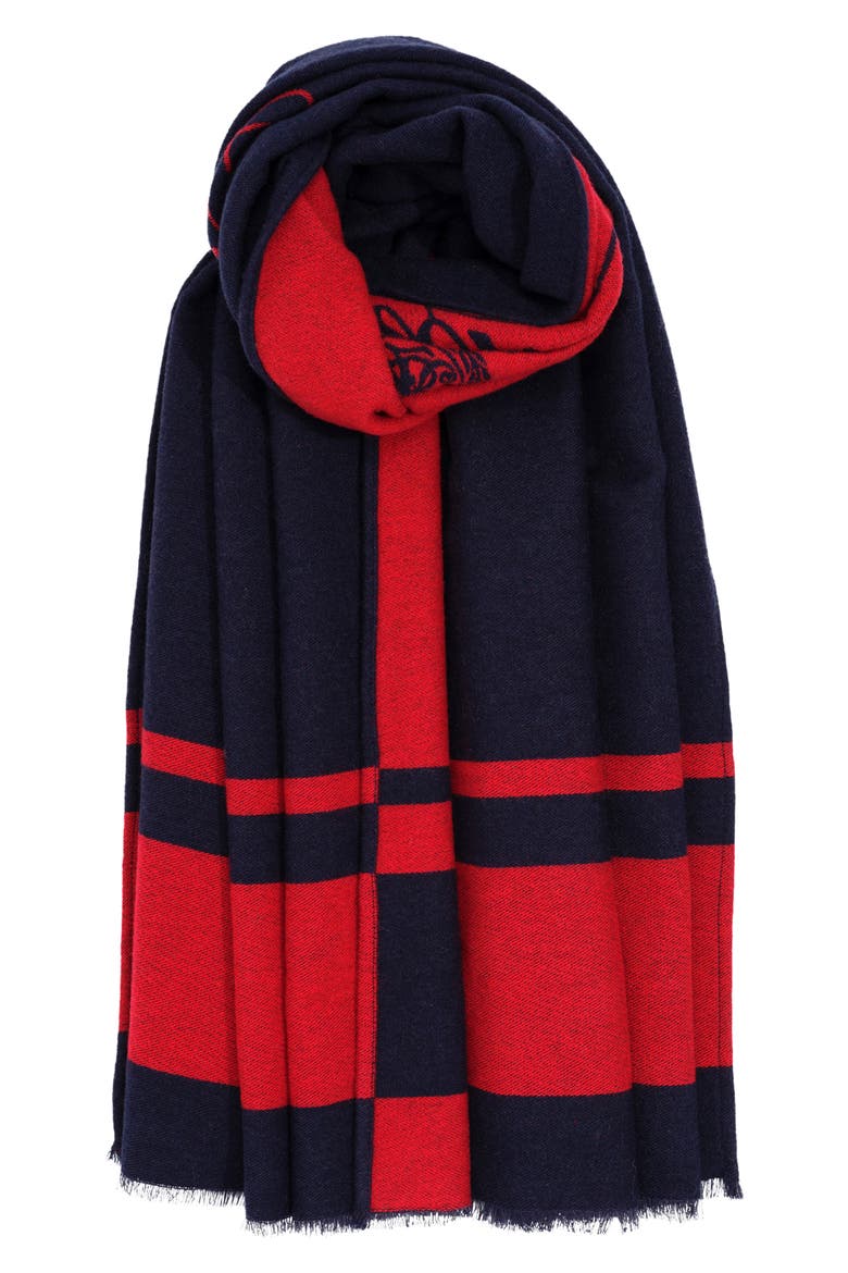 Crest Jacquard Wrap, Main, color, NAVY/ RED