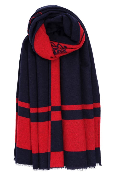 Crest Jacquard Wool Blend Scarf