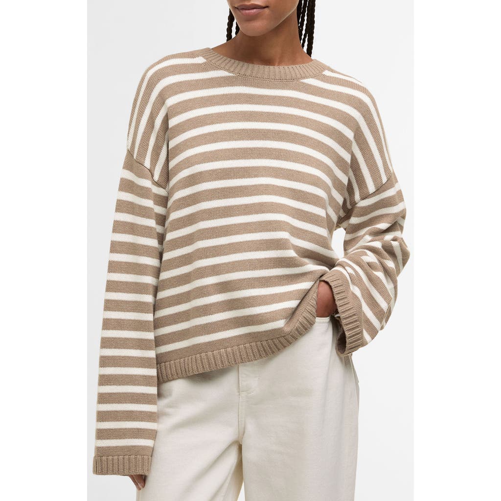Barbour Rosie Stripe Cotton & Cashmere Sweater In Brown