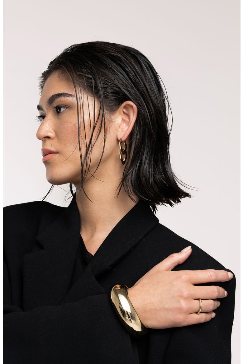 Huxley 18k Gold Plated Curb Chain Hoop Earrings, Alternate, color, GOLD