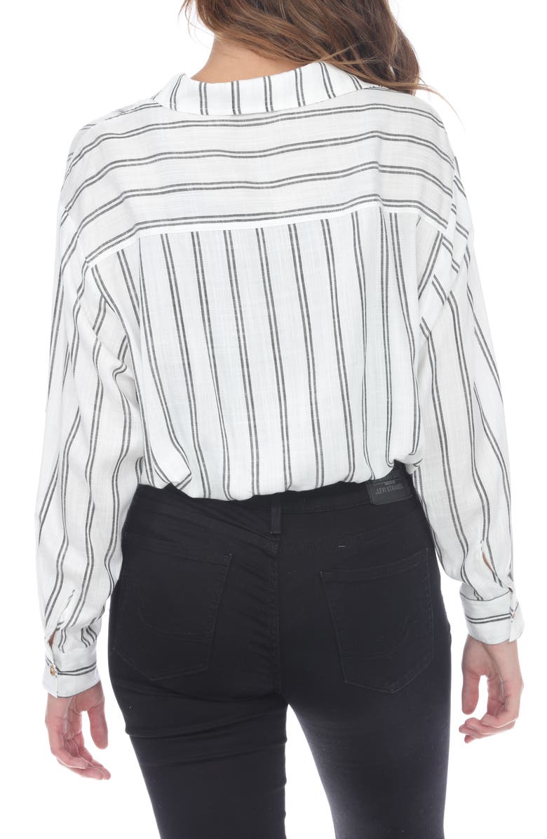 RAIN AND ROSE Stripe Drawstring Top, Alternate, color, White