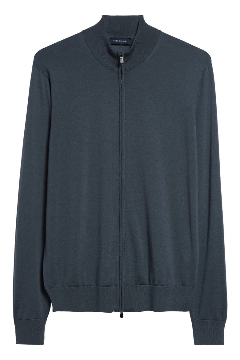 Mock Neck Zip Cardigan, Alternate, color, SLATE BLUE