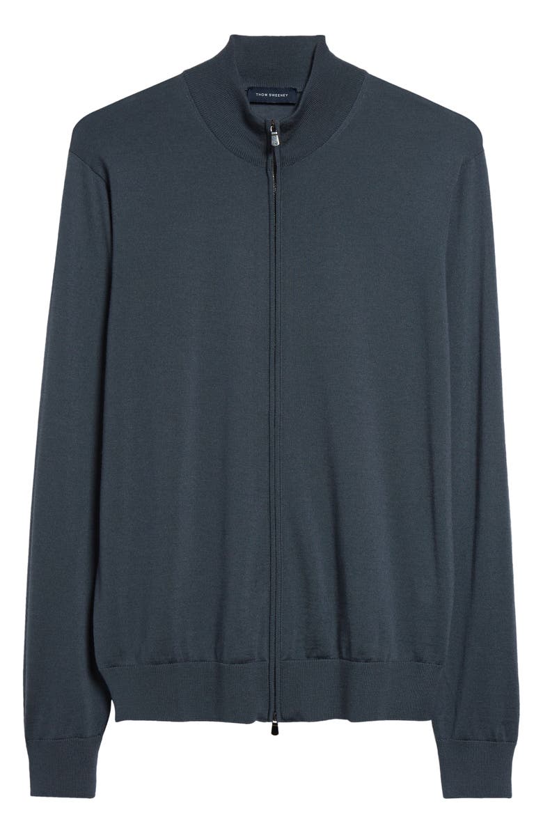 Thom Sweeney Mock Neck Zip Cardigan, Alternate, color, Slate Blue