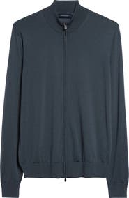 Thom Sweeney Mock Neck Zip Cardigan