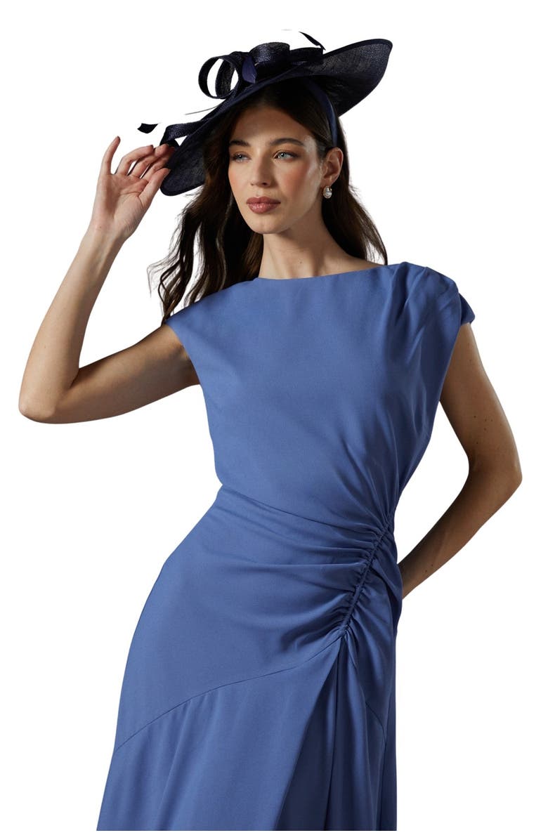 Coast Drape Side Cap Sleeve Midi Dress, Alternate, color, Grey Blue