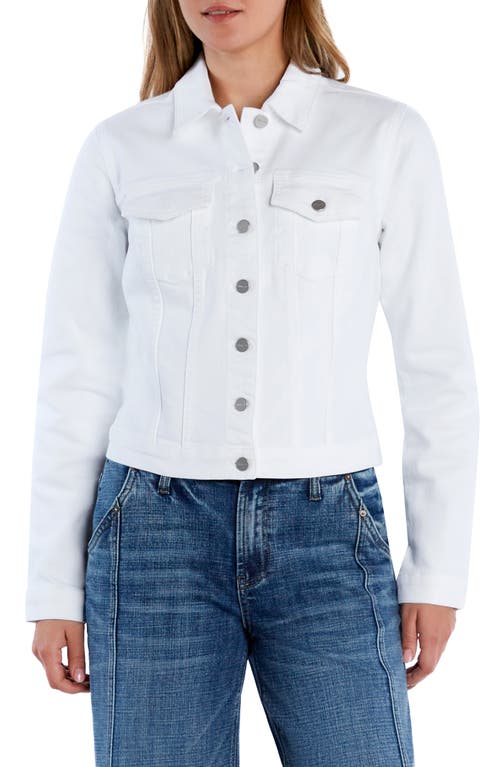 Hint Of Blu Sleek Stretch Denim Trucker Jacket In White