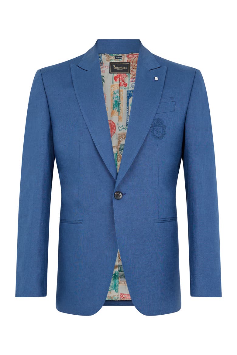 Linen Blazer Miami Vice Fit Men, Main, color, navy