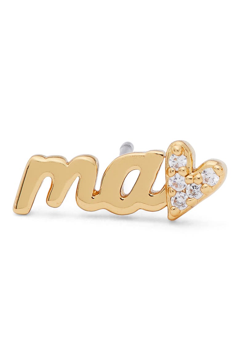 mama mini stud earrings, Alternate, color, CLEAR/ GOLD