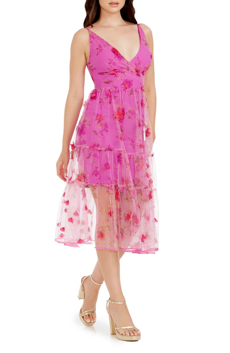 Dress the Population Paulette Floral Fit & Flare Midi Dress, Alternate, color,