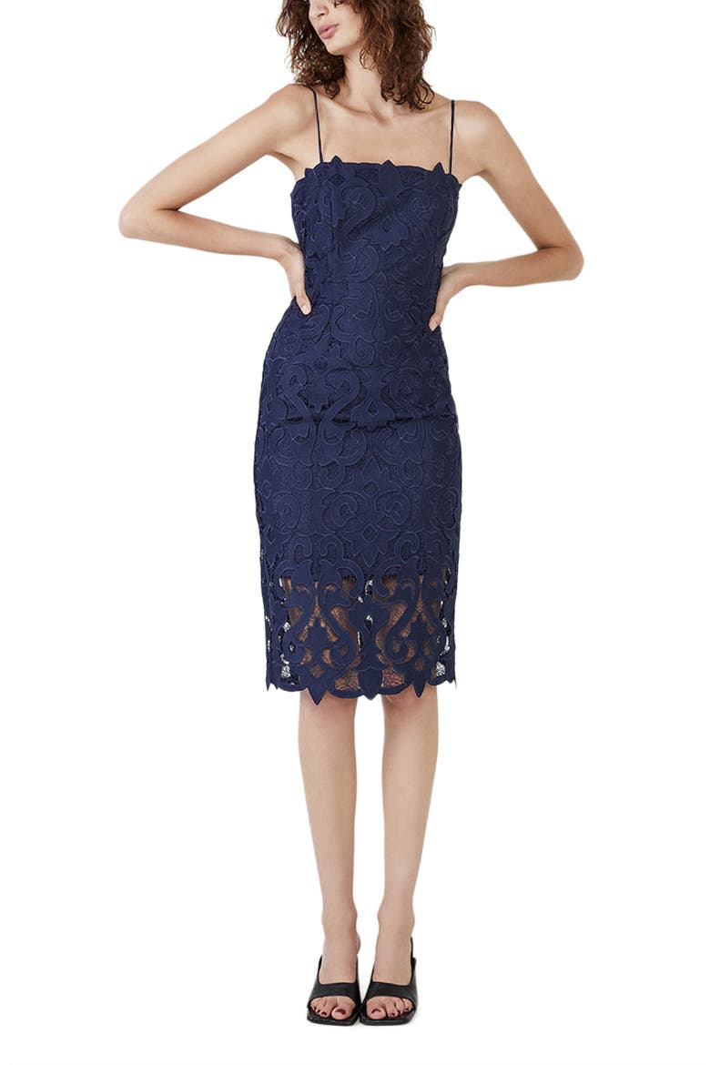 Lina Lace Sheath Dress, Main, color, NAVY