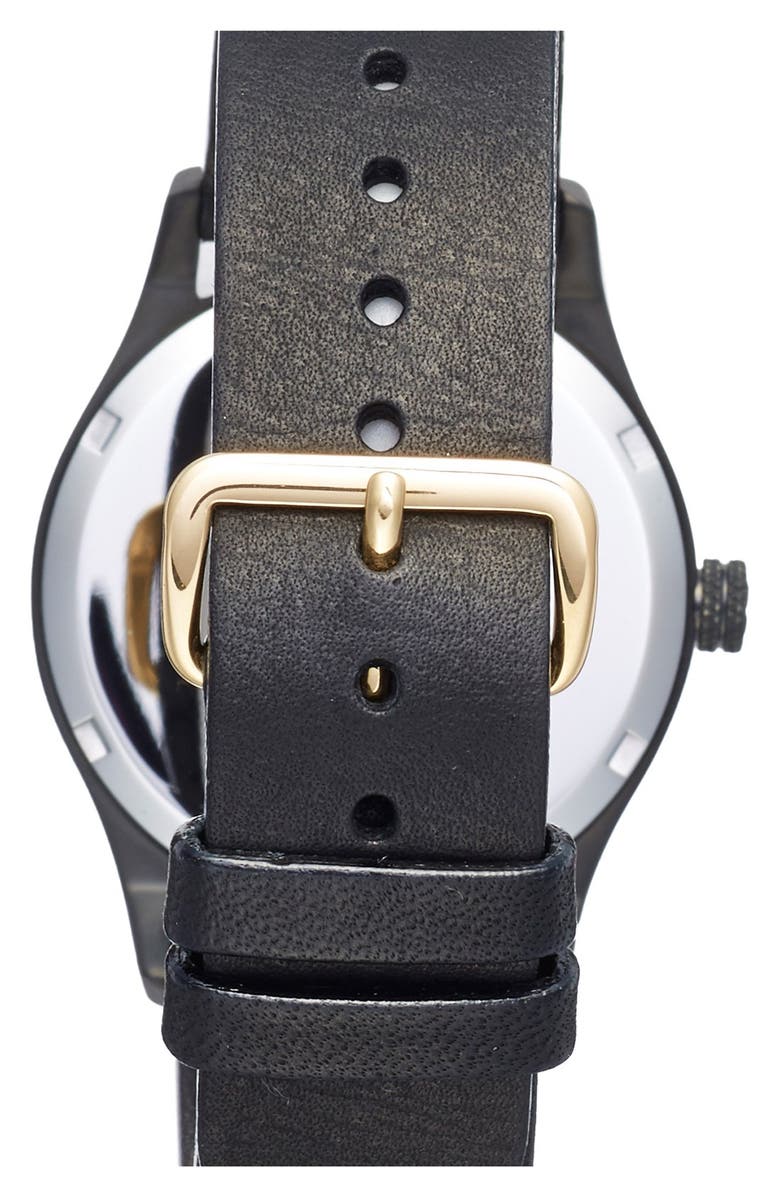 TRIWA Sort of Black Leather Strap Watch, 38mm, Alternate, color, 