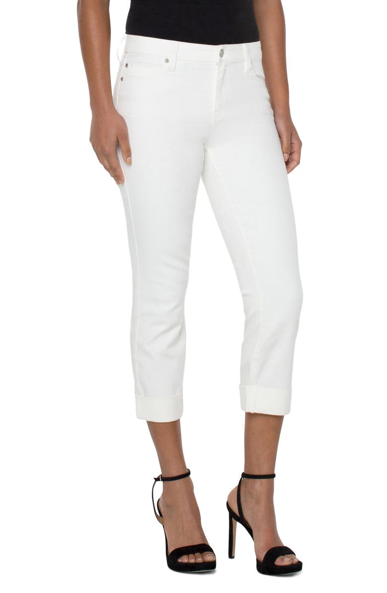 Liverpool Los Angeles Charlie Roll Cuff Crop Jeans, Alternate, color, Bone White