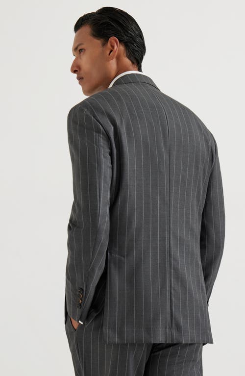 Brunello Cucinelli Chalk-stripe Wool Blazer In Gray