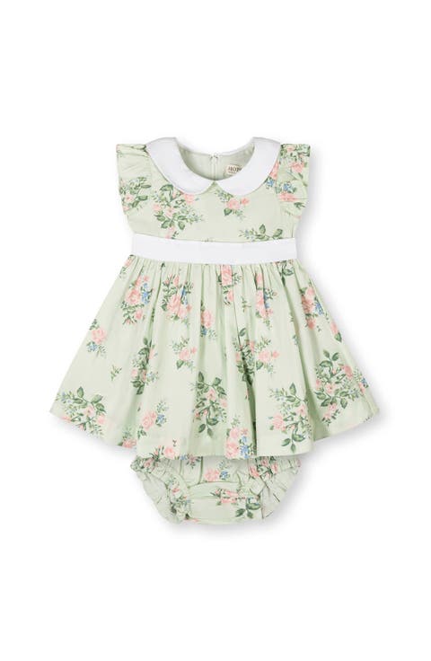 Organic Flutter Sleeve Sateen Dress with Peter Pan Collar (Baby)